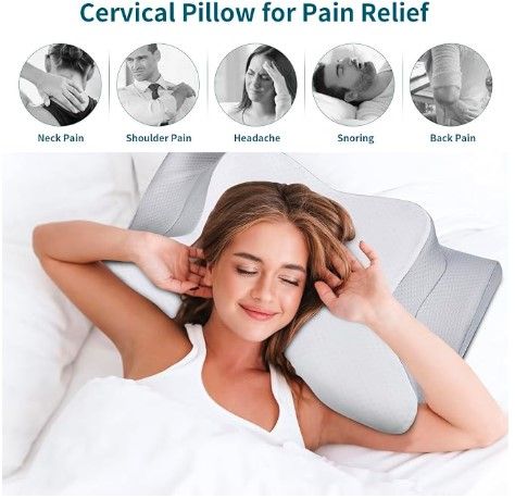 Almohada cervical viscoelástica diseño mariposa GRIS