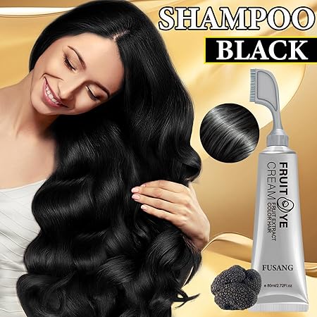 Crema para el cabello con peine para cubrir canas negro