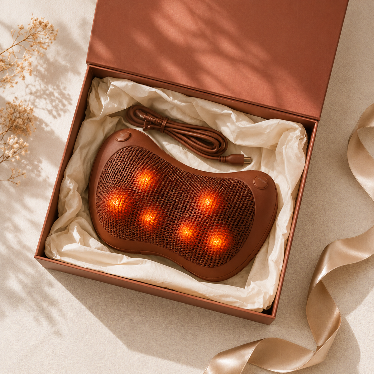 Masajeador Shiatsu Cervical con Calor Infrarrojo y 4 Cabezales