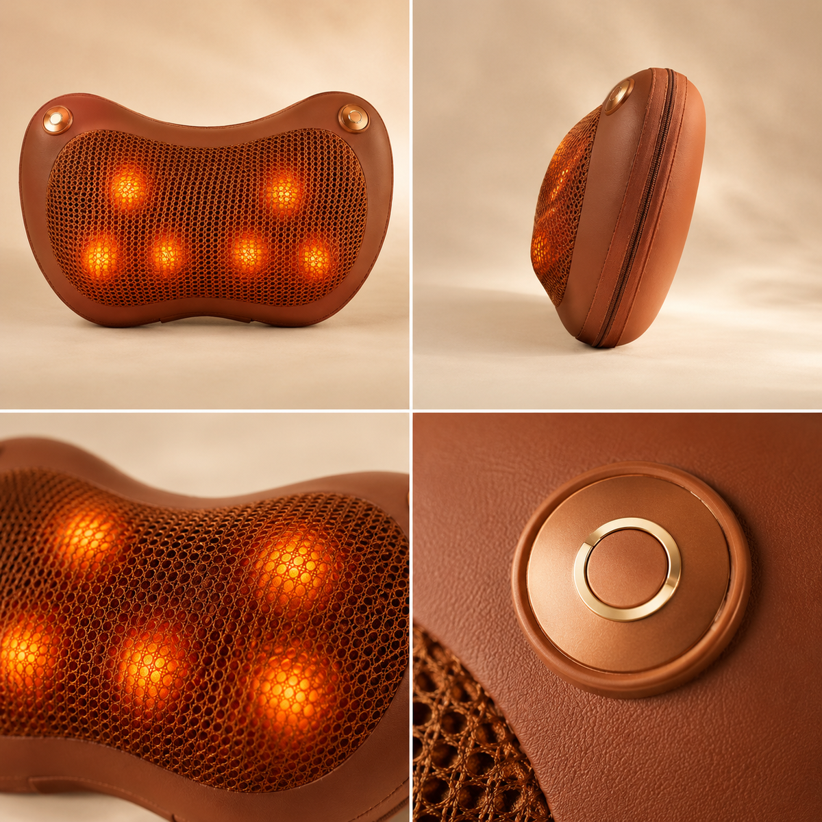 Masajeador Shiatsu Cervical con Calor Infrarrojo y 4 Cabezales