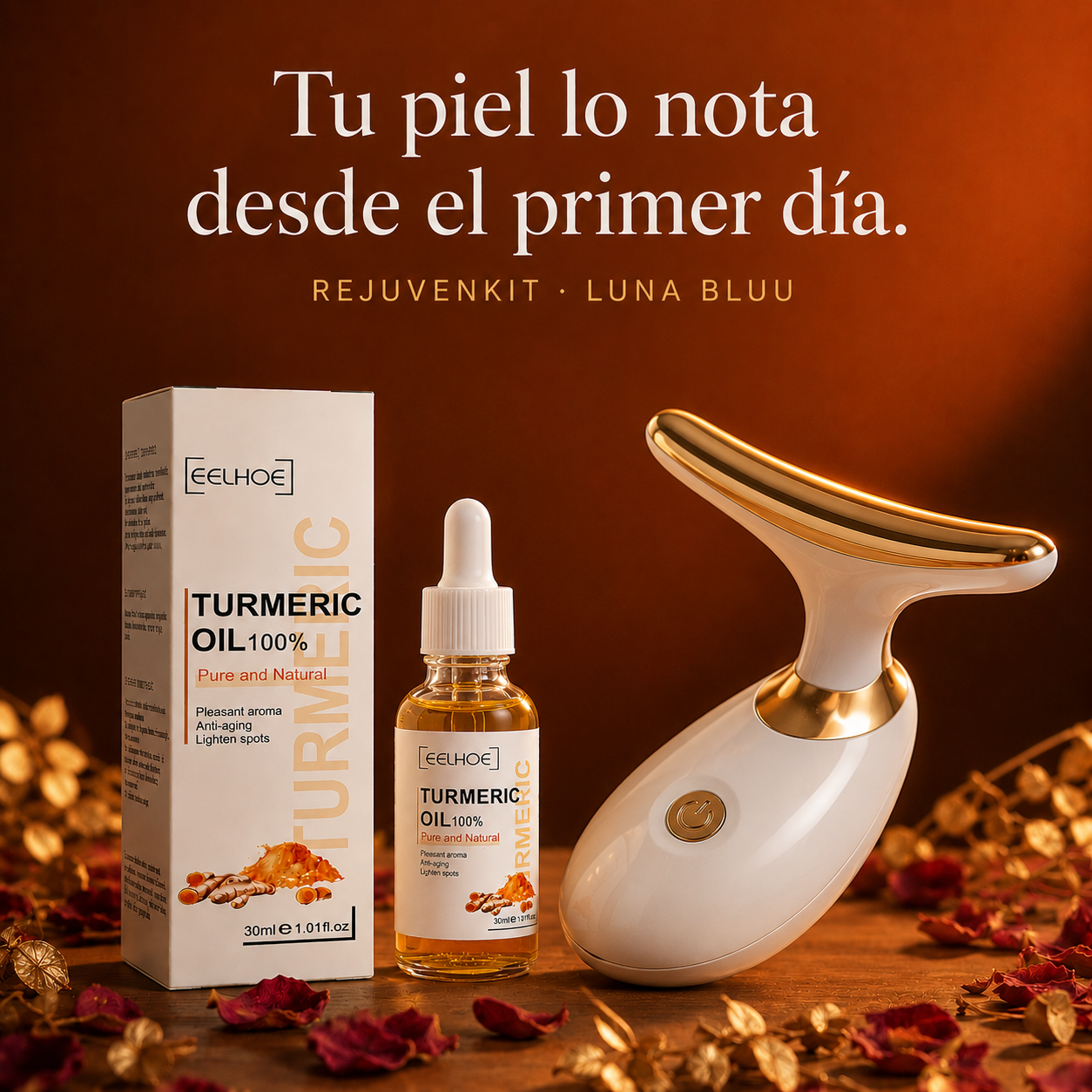 Masajeador Lifting Cuello Pro™ + Aceite Potenciador de Cúrcuma GRATIS