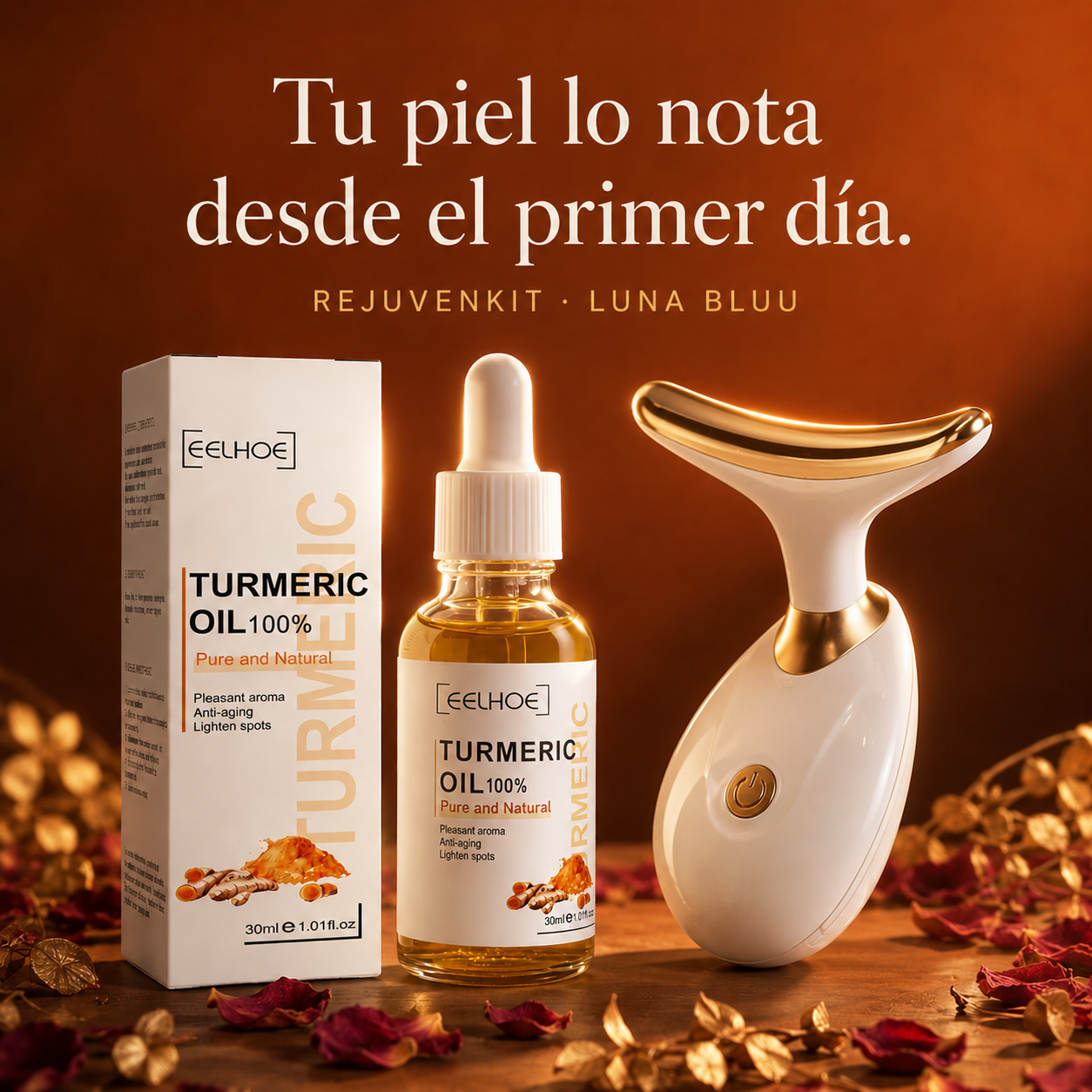 Masajeador Lifting Cuello Pro™ + Aceite Potenciador de Cúrcuma GRATIS