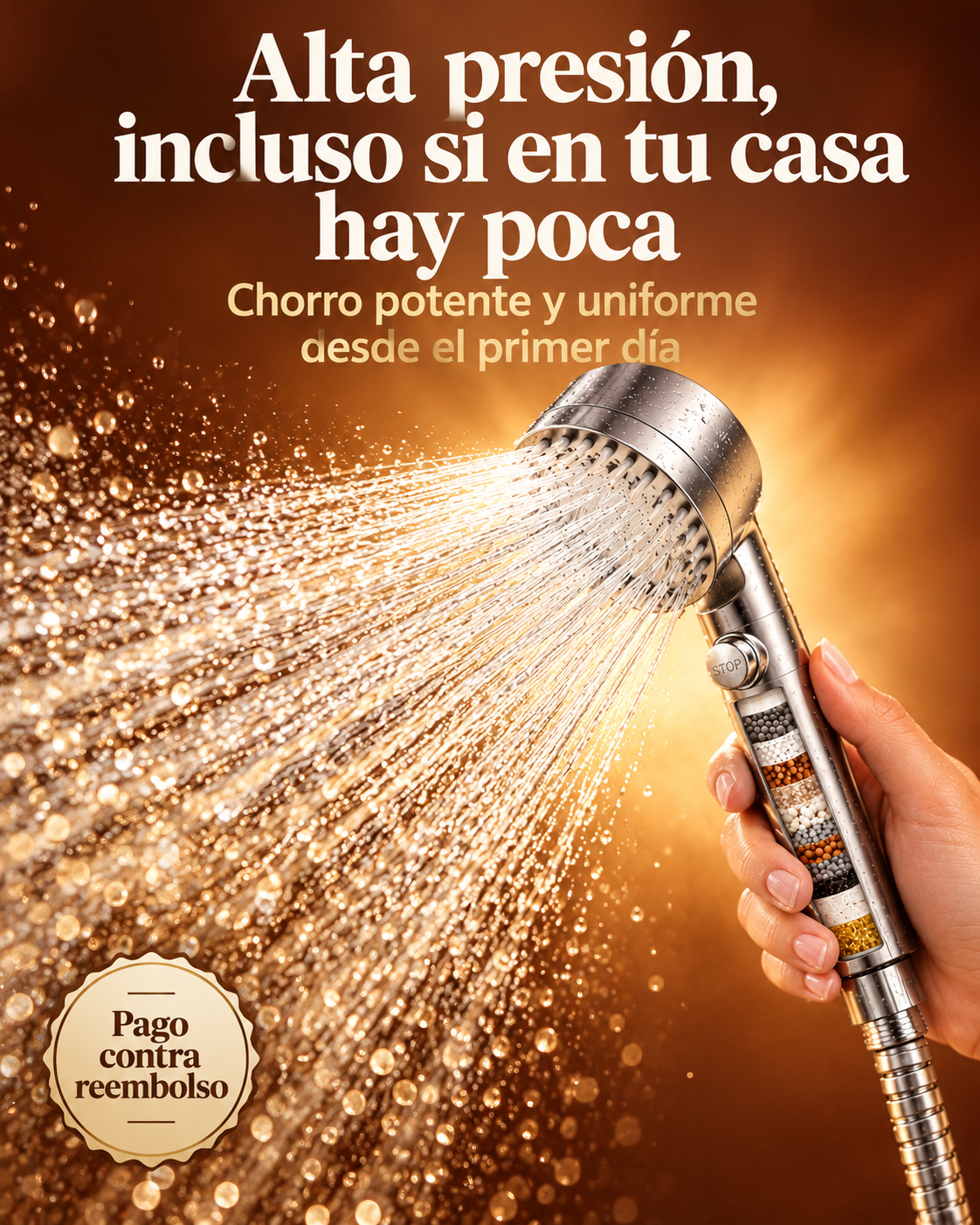 Alcachofa Antical de Alta Presión — Menos Cal y Cloro + 4 Filtros