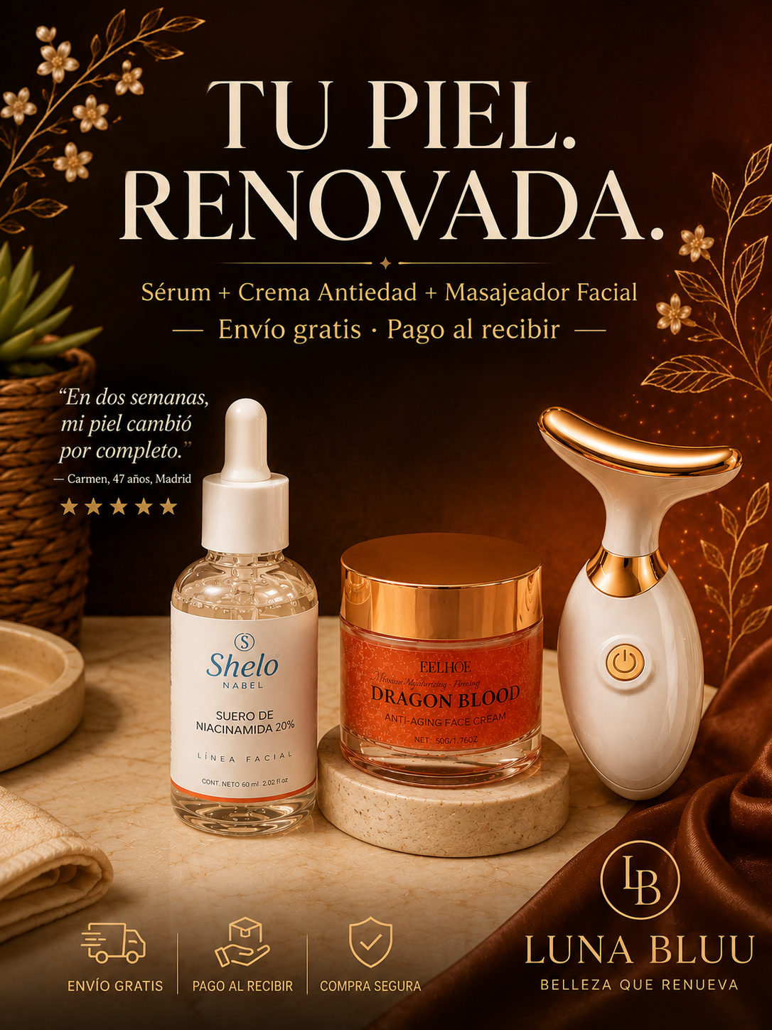 Compra el  la Crema Antiedad con Retinolel y llévate GRATIS Masajeador Facial EPL — ¡Rejuvenece en casa como en una clínica!"