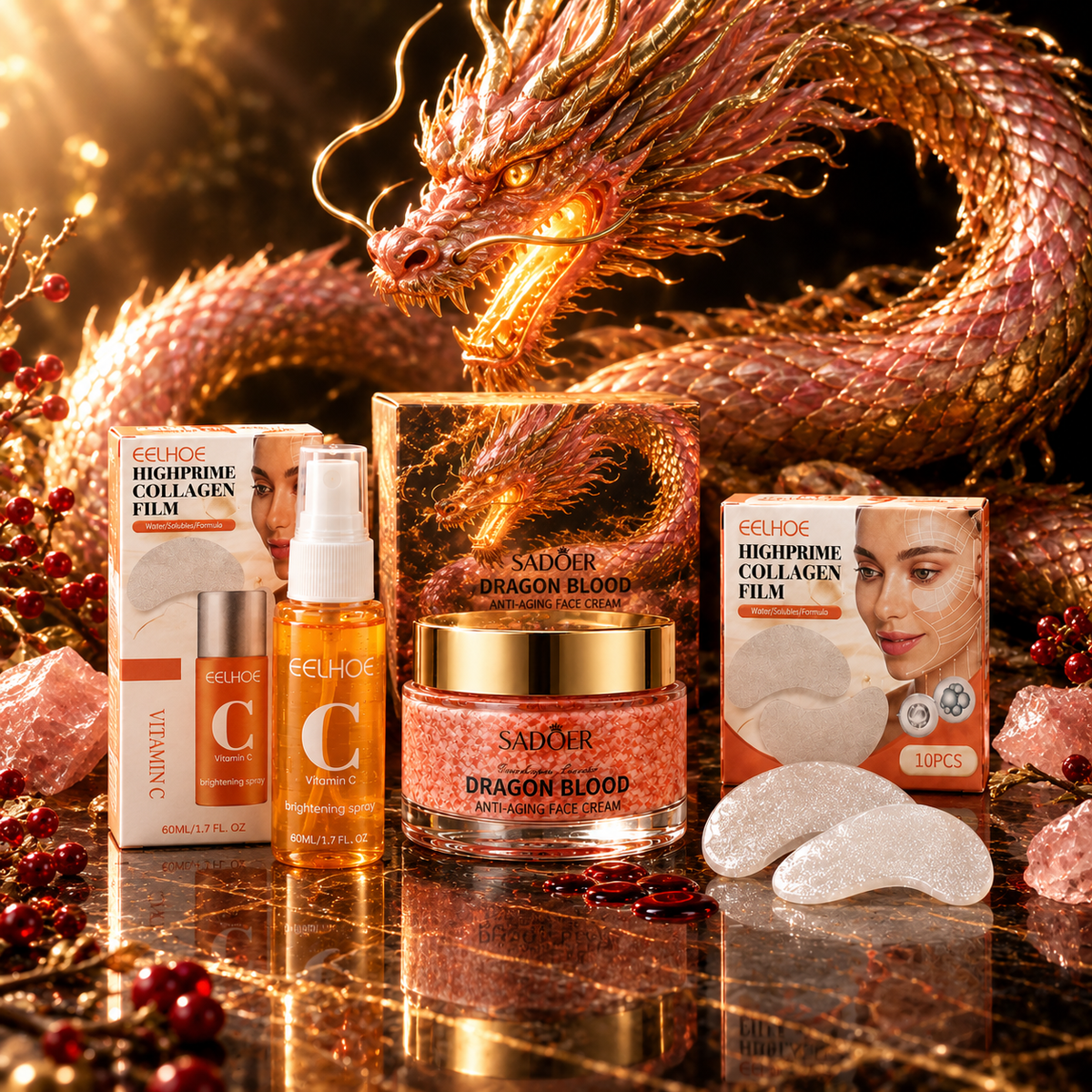 Kit Crema Retinol Placenta de Dragón + Parches de Colágeno para Ojos