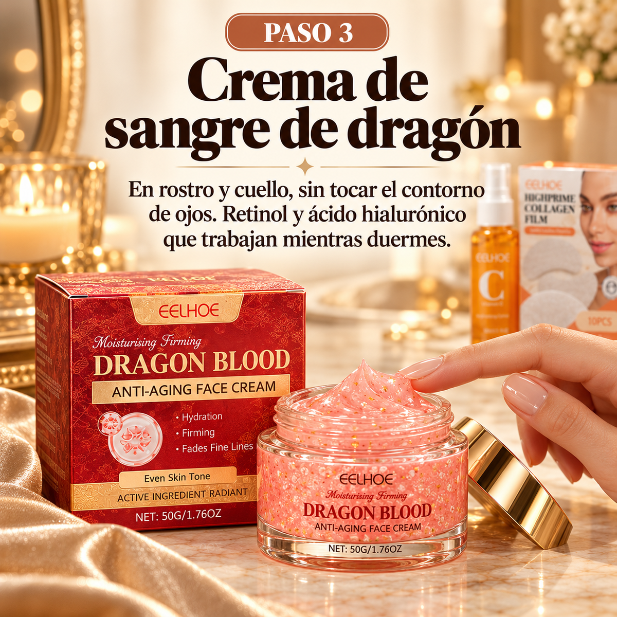 Kit Crema Retinol Placenta de Dragón + Parches de Colágeno para Ojos