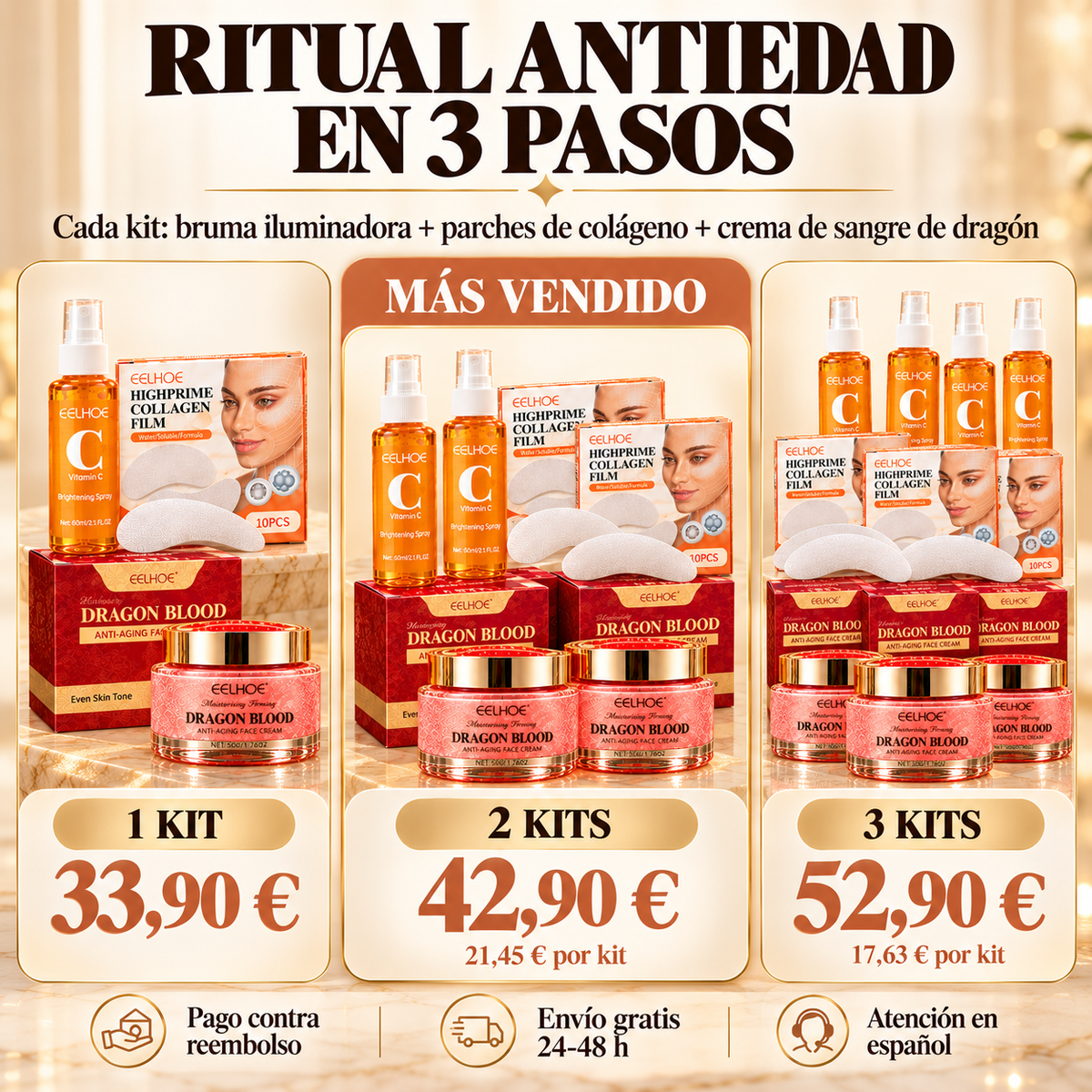 Kit Crema Retinol Placenta de Dragón + Parches de Colágeno para Ojos