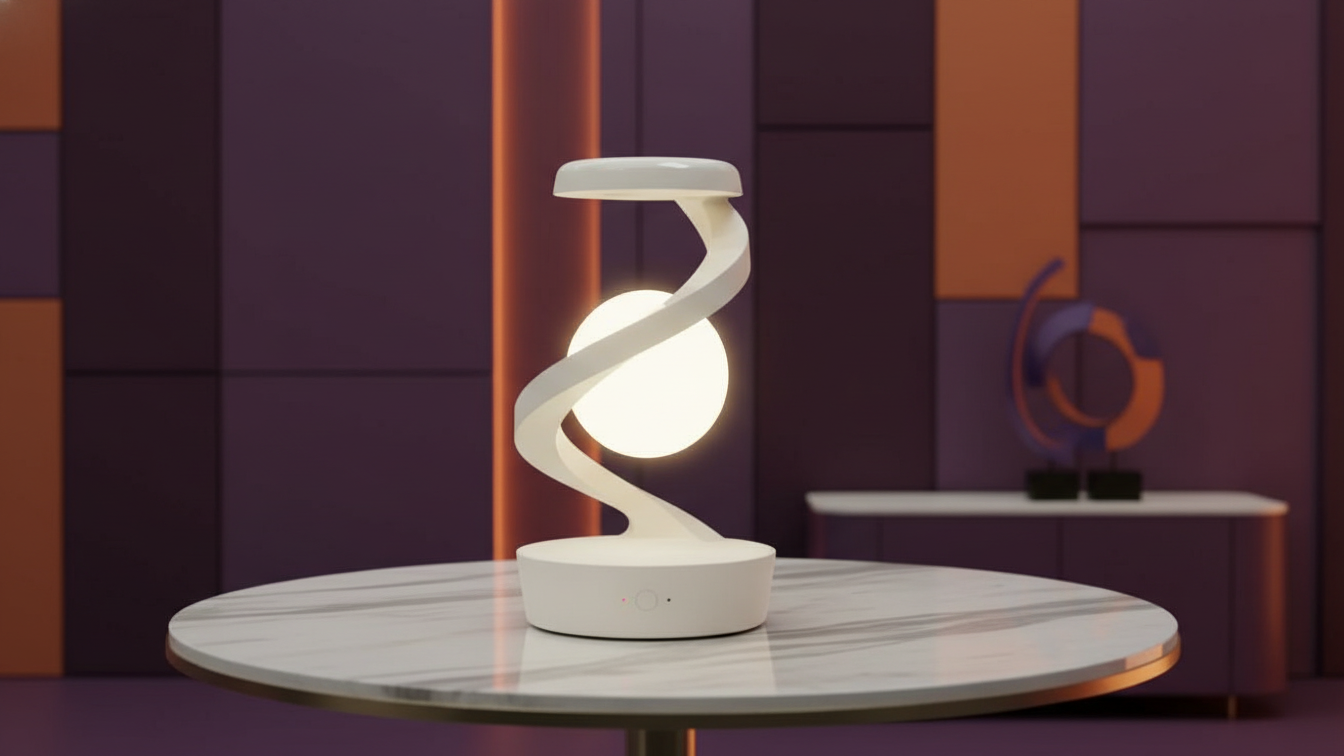 Lámpara de Luna LED con bola levitante 3D con cargador de teléfono inalámbrico