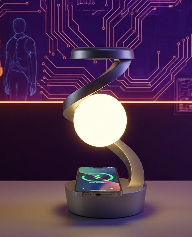 Lámpara de Luna LED con bola levitante 3D con cargador de teléfono inalámbrico