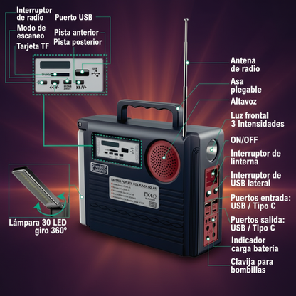 Batería portátil con placa solar