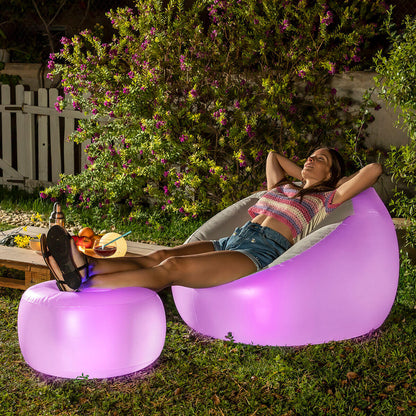 Sillón Hinchable con Iluminación LED Multicolor y Mando