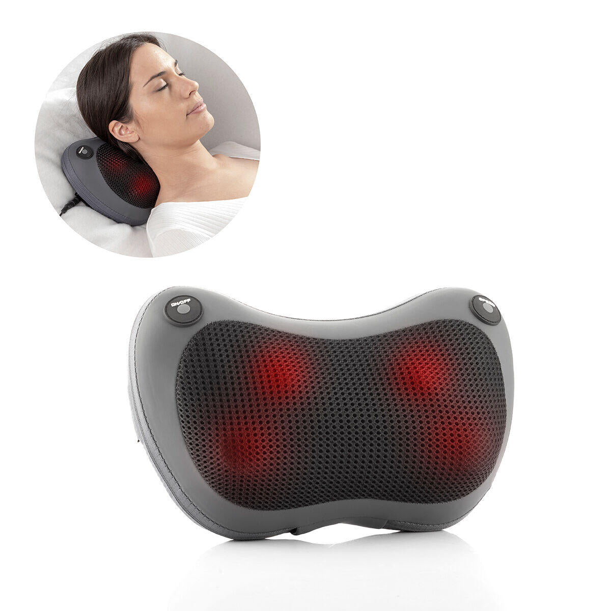 Masajeador Shiatsu Cervical con Calor Infrarrojo y 4 Cabezales